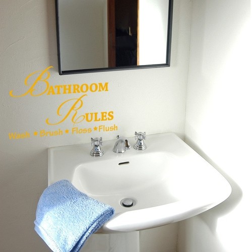 REGLAS DE BAÑO... CALCOMANÍA DE VINILO COTIZACIÓN DE PARED DE INODORO PLANTILLA GRÁFICA DE PARED - Imagen 6 de 7