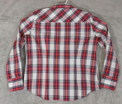 Cremieux Shirt Women's Size 12 Long Sleeve Button Up Red Plaid Casual Cotton - Picture 2 of 5