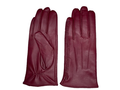 Women's SHEEPSKIN leather Braided winter gloves w/ Cashmere lining (#102) - Picture 10 of 11