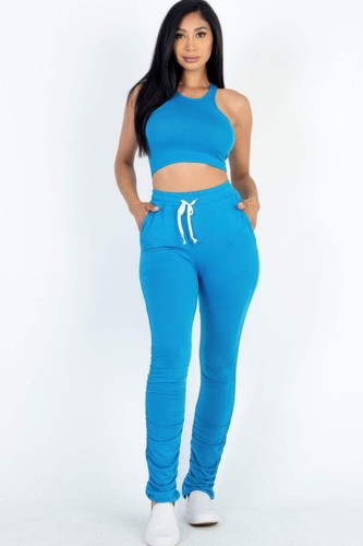 Crop Tank Top & Ruched Pants Set - Picture 8 of 55
