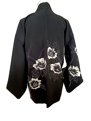Made in Japan Kimono Jacket (Haori) Color：black Rose design Msize