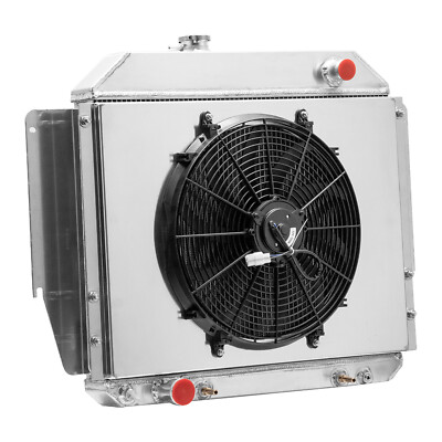 4 Row Radiator Shroud+Fan FOR 1979-1991 90 Ford E100/E150/E250/E350 5.0L/5.8L.V8