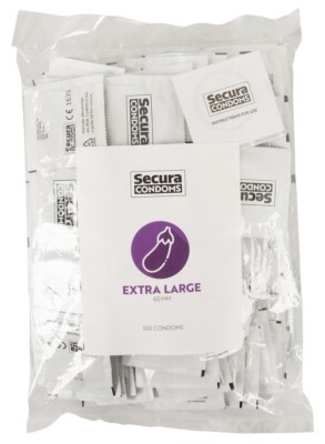 Kondome 100 stück Condome Secura EXTRA LARGE 60mm  Transparent beschichtet gummi