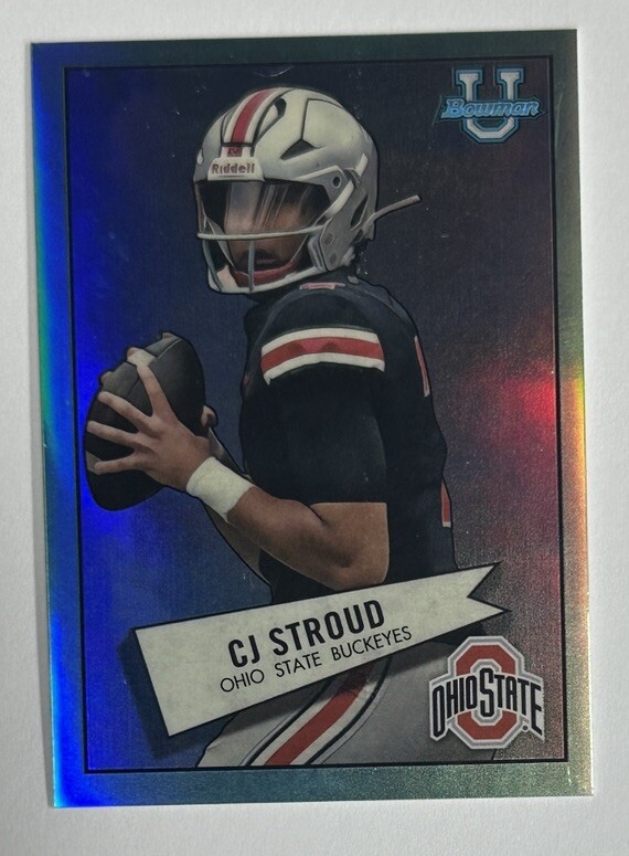 2022 Bowman Chrome University Aqua 1952 CJ Stroud 018/150 #52BF-2 (Flawed)