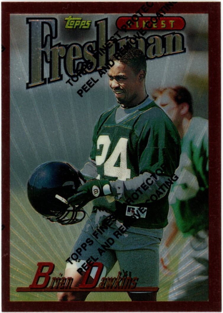 1996 TOPPS FINEST FRESHMEN BRIAN DAWKINS ROOKIE CARD RC #344 W/ COATING
