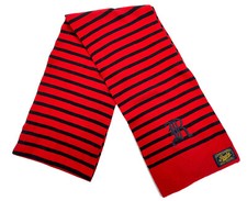 RUGBY Ralph Lauren Scarf Cotton-Knit Striped Red  Black Oblong 74" x 8"