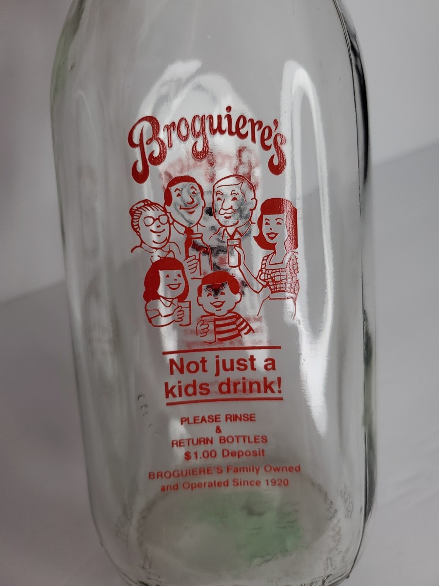 Vintage Broguiere's Milk Bottle Quart Glass Bottle Cow California