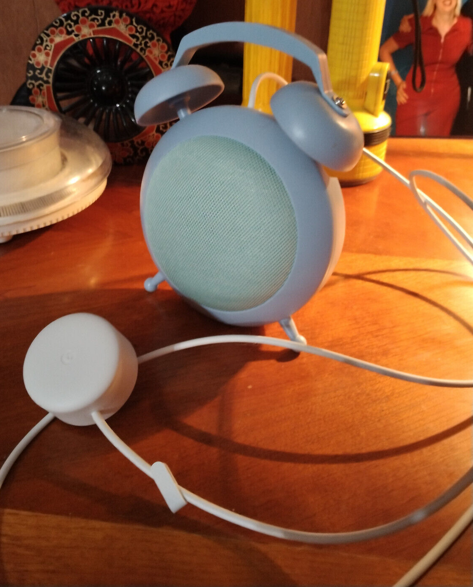 RARE Google Home Mini AQUA Blue Alarm Clock - Works Desktop Nest