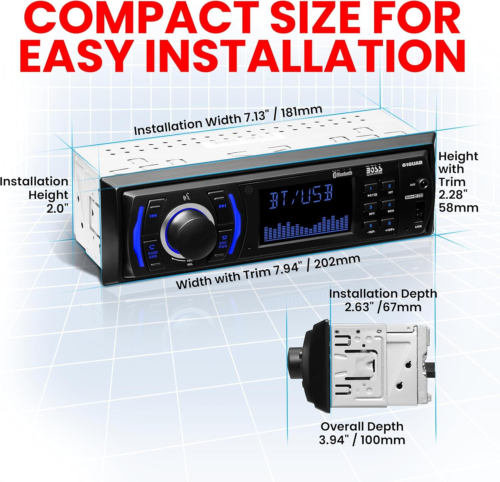 BOSS Audio Systems 616UAB Car Stereo With Bluetooth - Single DIN, MP3, Black - Picture 2 of 6