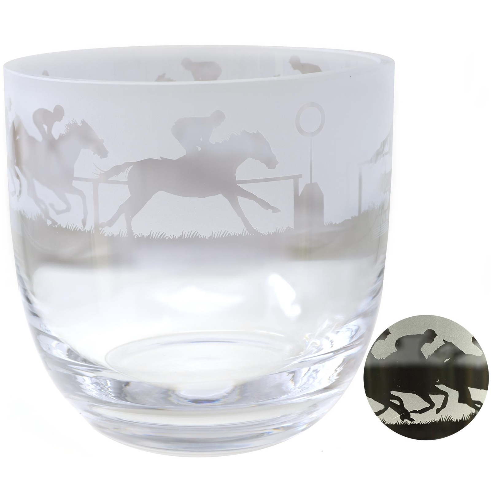 Candle Tealight Holder Race Horse Animals Engraved Crystal Glass Bowl Gift Idea