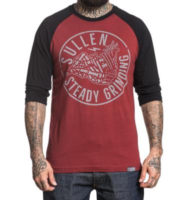 Sullen Clothing Grinders Burgundy Black Adult Mens T Tee Shirt Raglan SCM1296