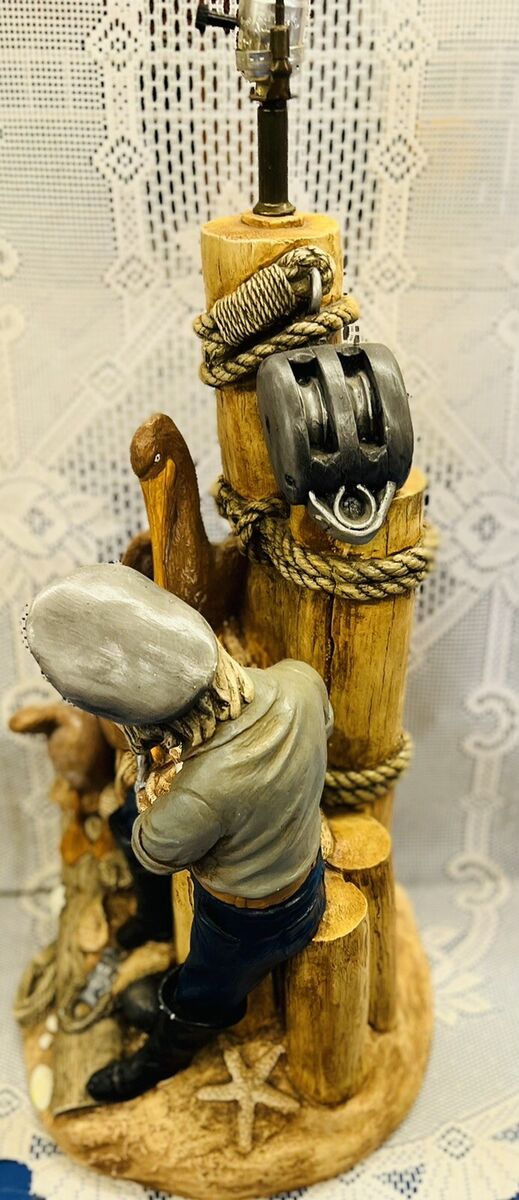 Apsit Bros Of California Vintage Lamp Antique Fisherman Nautical Sea