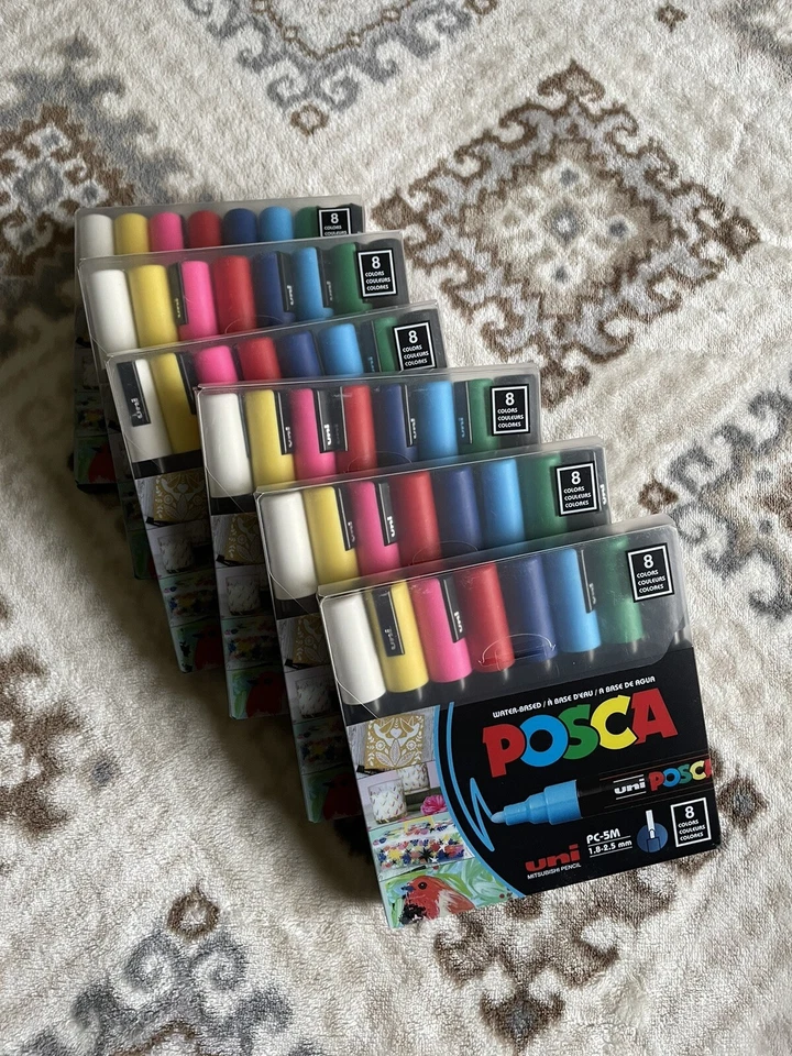Juegos de marcadores de punto POSCA, a base de agua, 8 colores PC-5M, puntas de punto medio lote de 6 Foto 4 de 4