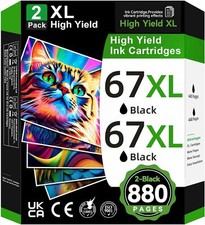 67XL Ink Cartridges for HP 67 Ink Deskjet 2755 4155 2700e Envy 6010 6055 6020e
