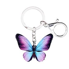 BONSNY Acrylic Floral Butterfly Keychains Key Ring Car Purse Bags INSECT Purple