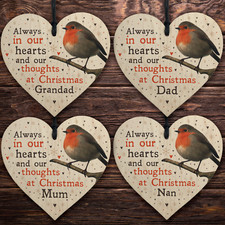 Robin Christmas Tree Hanging Plaque Decoration Memorial Bauble Mum Dad Nan Gran