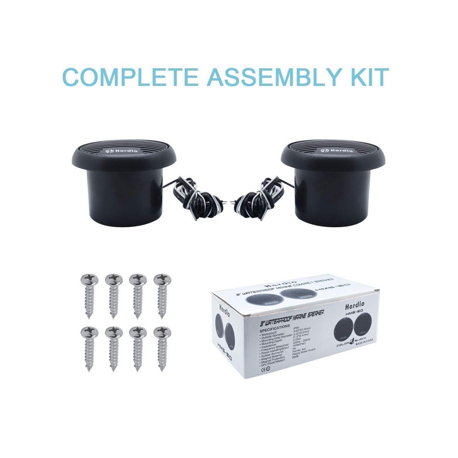 Herdio 3 Inch Waterproof Marine Speakers 2 Way Full Range Audio Stereo