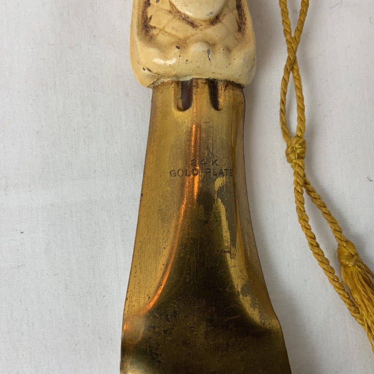Vintage Jarman Lion Head Resin Carved Handle 24K Gold Plated