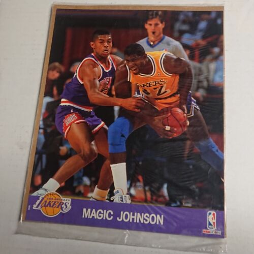 1990 Magic Johnson sigillate NBA Hoops 8 x 10 foto d'azione lucide Lakers - Foto 1 di 4