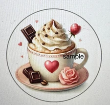 COFFEE COCOA HOT CHOCOLATE ENVELOPE SEALS LABELS STICKERS PARTY FAVORS