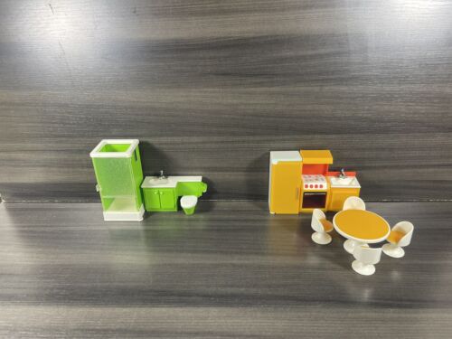 Vintage 70s Fisher Price Doll House Furniture FP Toys Hong Kong Bathroom & Kitch