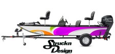 Graphic Abstract Swirly Orange Purple Green Boat Wrap Fish Decal US Vinyl