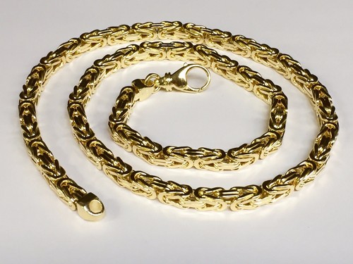 14KT Solid Yellow Gold Byzantine Square 