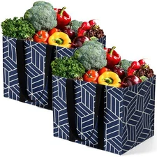 2 Pack Reusable Grocery Bags Foldable Shopping Basket +daily Utility Storage Rei