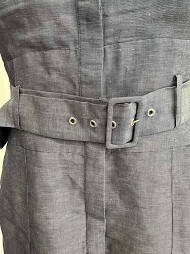 Reiss Mira contrast-collar chambray linen-blend mini dress Size 14 NEW RRP£185 - Picture 4 of 12