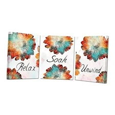  Bathroom Decor Wall Art Set of 3 Canvas Wall Art Relax Soak Unwind Small