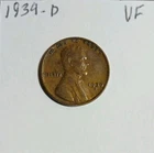 1939 D Lincoln Wheat Cent Penny  VF Denver