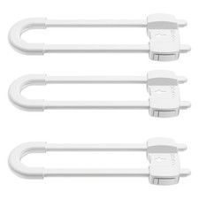 U-Shaped Baby Cabinet Locks 3 Pack Child Safety Locks Adjustable No Drilling