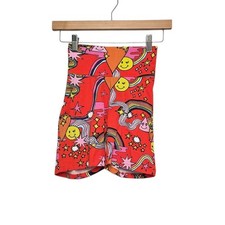 Nooworks Red Psychedelic Rainbow Smiley Face Biker Shorts XS Made in USA