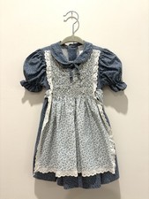 Vintage Polly Flinders Hand Smocked Dress 3t Toddler Blue Girls Floral Lace