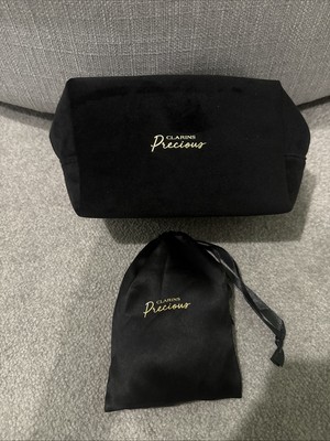Clarins Edle Luxus Make-up Kosmetik Reisetasche Etui mit Augenmaske   Schwarz