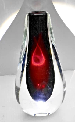 Mid Century Murano Glas Sommerso Tropfen Vase, Höhe 15 cm, vintage - Bild 1 von 4