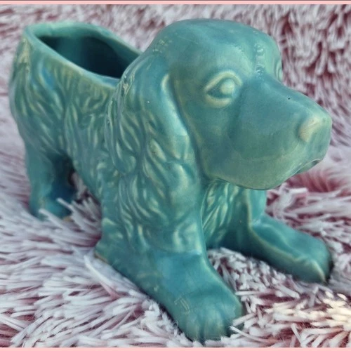 Vintage 1950's Shawnee Glazed Seafoam Spaniel Dog Planter MCM by USA Pottery