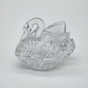 Clear Glass Swan 2-Piece Trinket Dish Vintage