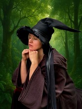 Handmade Witch Hat, Wizard Hat, Gothic Costume Accessory, Halloween LARP