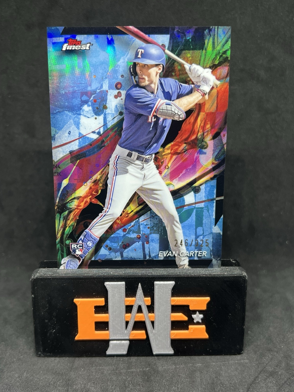 2024 Topps Finest Evan Carter #62 Sky blue Refractor /325 RC Texas Rangers