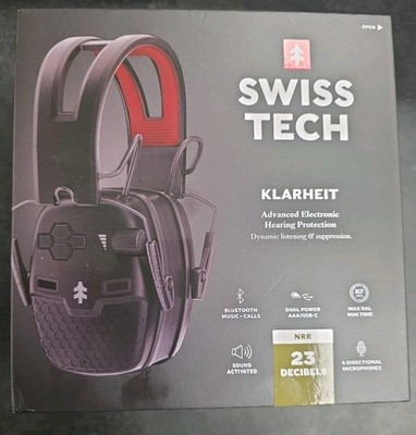 Swiss Tech Klarheit Electronic Hearing Protection with Bluetooth, Rechargeable
