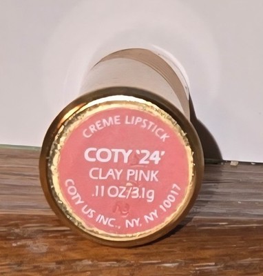 Vintage Collectible Coty 24 hr Lipstick Cremestick CLAY PINK Gold Metal Tube Nos