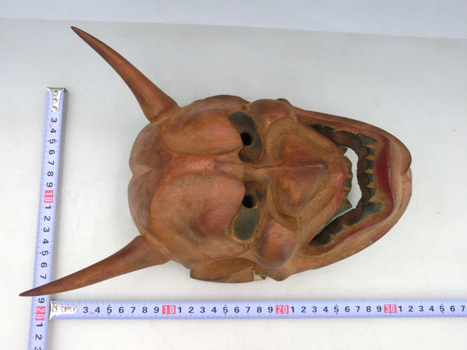 Máscara Kagura de madera japonesa vintage Hannya Angly cara de mujer máscara Demon Noh Foto 4 de 4