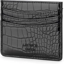 Slim Wallet Minimalist Front Pocket RFID Blocking Men and Black-Crocodile 