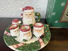 Vintage Santa Mini Tea Set 1995 North Pole Express Ceramic 8 pc Christmas EUC