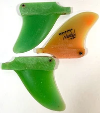 Vintage Surfboard Fin Rainbow Wave Ace Naish +2 Unbranded Orange Green