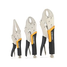 STEELHEAD 3-Piece Locking Pliers Set, 10-inch Curved Jaw, 7-Inch Curved Jaw &...