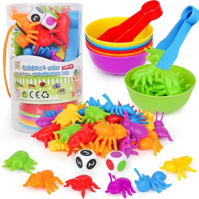 Counting Insects Matching Toys with Sorting Bowls and Games Dice Montessori P...
