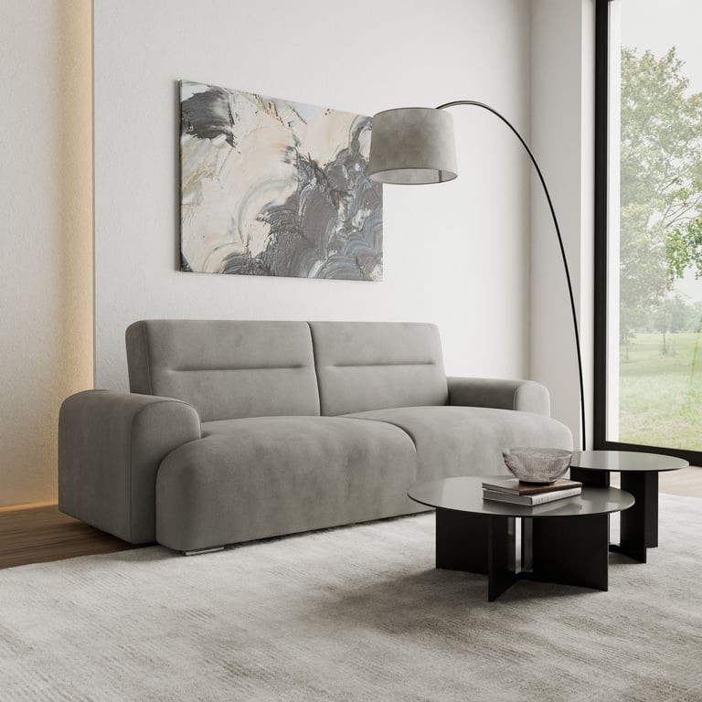 Vesgantti 3 Seater Sofa Bed, Modern Fabric Adjustable Backrest Click Clack Futon Sleeper Couch with 2 Pillows, Convertible Bed Settee for Living Room/Guest Room/Office, Grey 17 DAKO CAMILA Modern 3-Seater Sofa Bed with Sleeping Function Soft Fabric