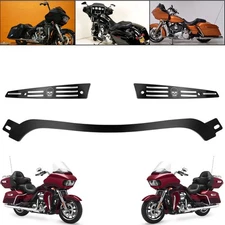 Split Windshield Side Trim Center Trim Kit Front Black Aluminum Motorcycle